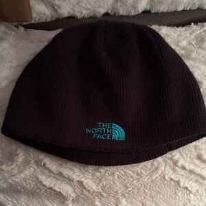 The North Face Black Beanie with Blue Logo